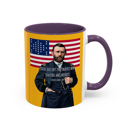 "Traitors and Patriots" Ulysses Grant Yellow Accent Mug by theGreenDragonTavern.shop