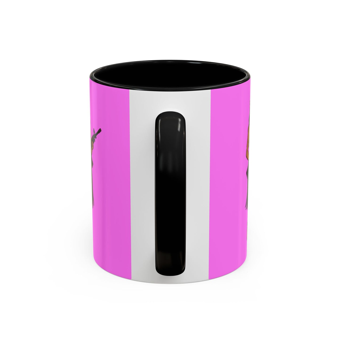 Hula Girl Packin' Heat Pink Accent Mug by theGreenDragonTavern.shop