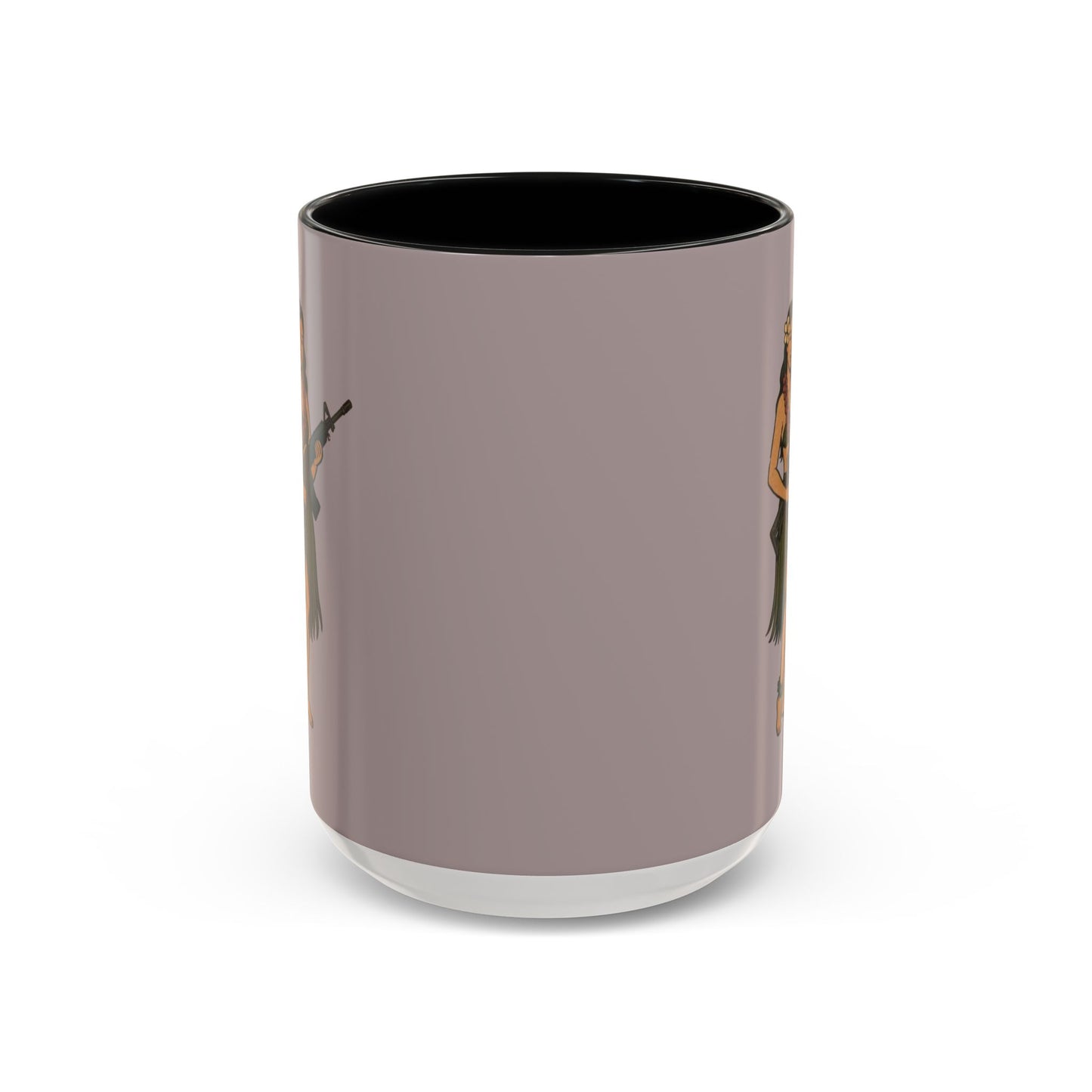 Hula Girl Packin' Heat Grey Accent Mug by theGreenDragonTavern.shop