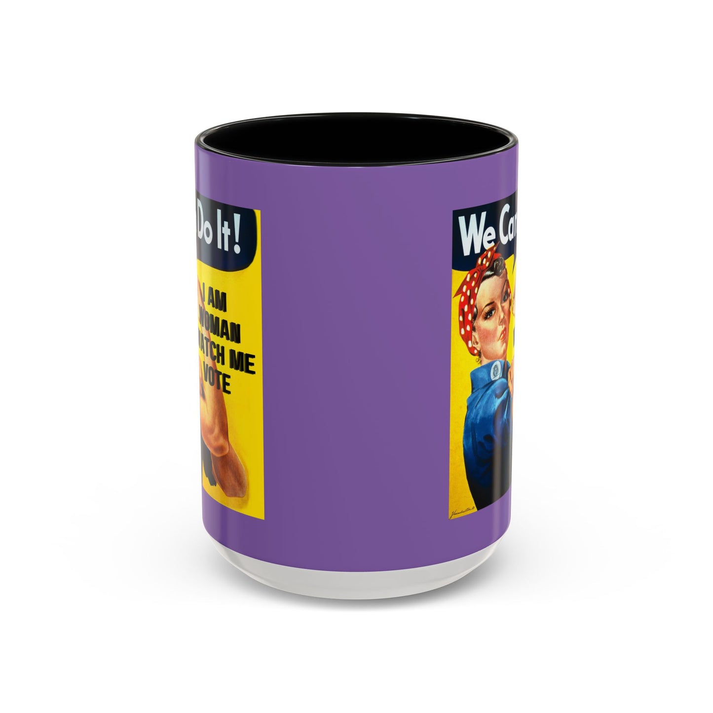 I Am Woman Watch Me Vote Rosie Light Purple Accent Mug by theGreenDragonTavern.shop