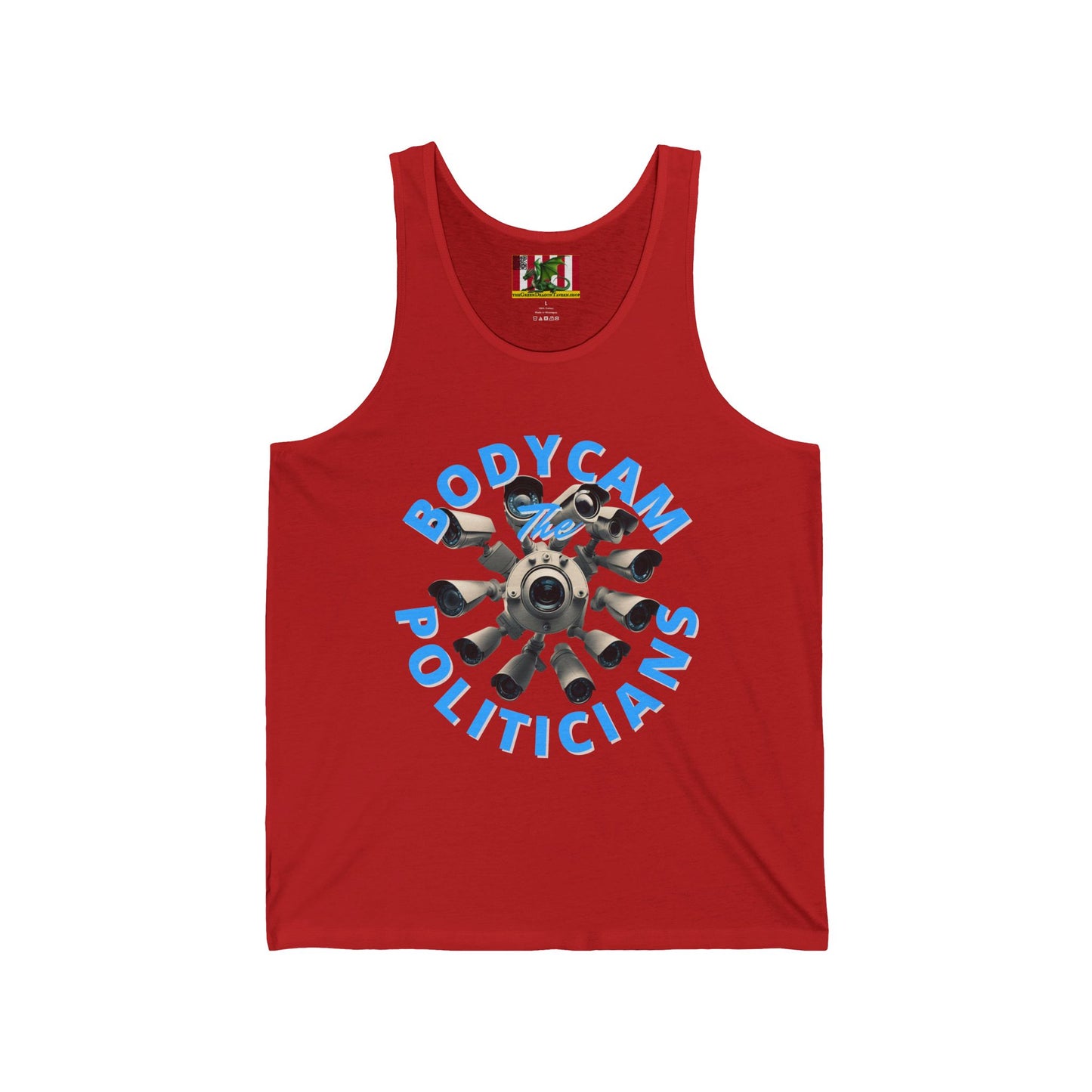 Bodycam the Politicians Cameras Unisex Jersey Tank Top by theGreenDragonTavern.shop