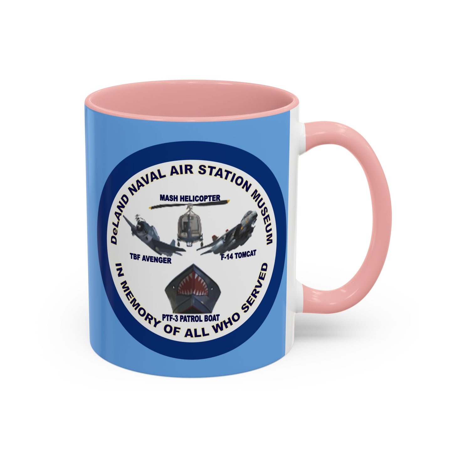DNASM 2-sided, Founding & Student Art w/Navy Ring Light Blue Accent Mug by theGreenDragonTavern.shop