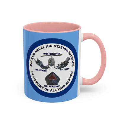 DNASM 2-sided, Founding & Student Art w/Navy Ring Light Blue Accent Mug by theGreenDragonTavern.shop