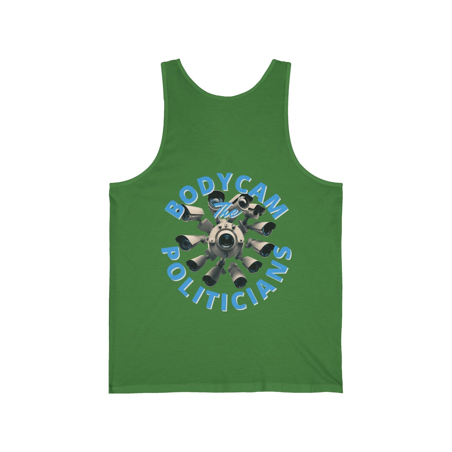 2-sided, Bodycam the Politicians Cameras Unisex Jersey Tank Top by theGreenDragonTavern.shop
