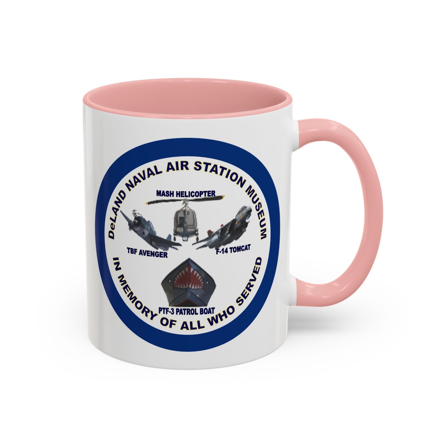 DNASM 2-sided, Founding & Student Art w/Navy Ring White Accent Mug by theGreenDragonTavern.shop