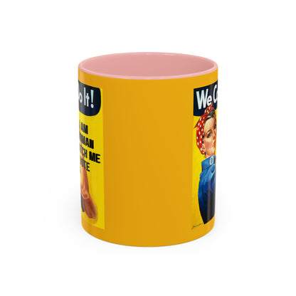 I Am Woman Watch Me Vote Rosie Yellow Accent Mug by theGreenDragonTavern.shop
