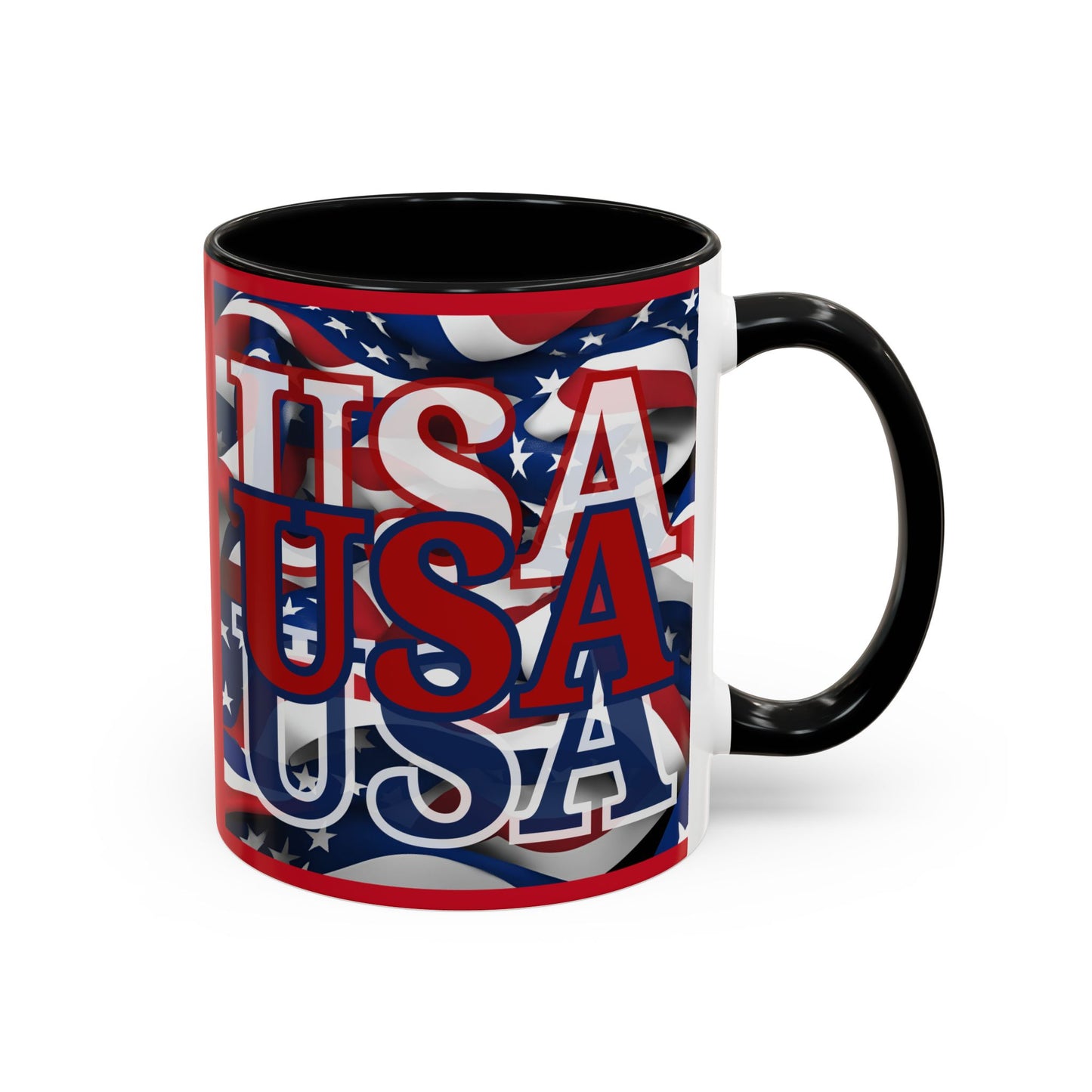 USA Red font Center Patriot Red Accent Mug by theGreenDragonTavern.shop