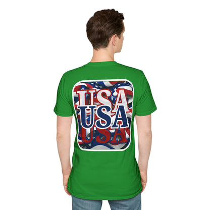 2-sided, Red White and BLUE USA Patriot Dark colors Unisex T-Shirt by theGreenDragonTavern.shop