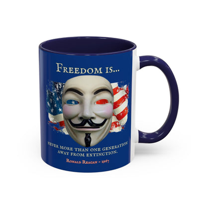 Ronald Reagan Freedom Vendetta Blue Accent Mug by theGreenDragonTavern.shop