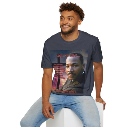 Use Me God, MLK Jr Dark colors Unisex T-Shirt by theGreenDragonTavern.shop