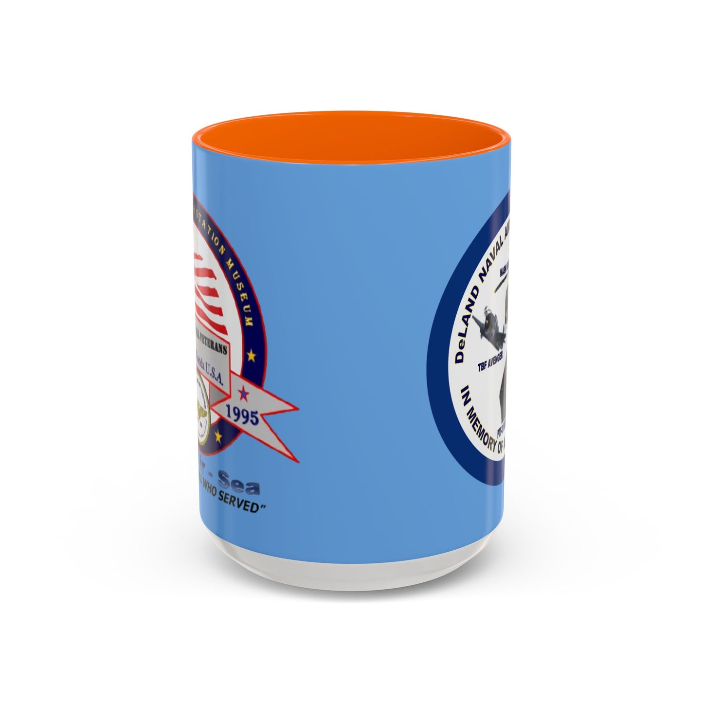 DNASM 2-sided, Founding & Student Art w/Navy Ring Light Blue Accent Mug by theGreenDragonTavern.shop