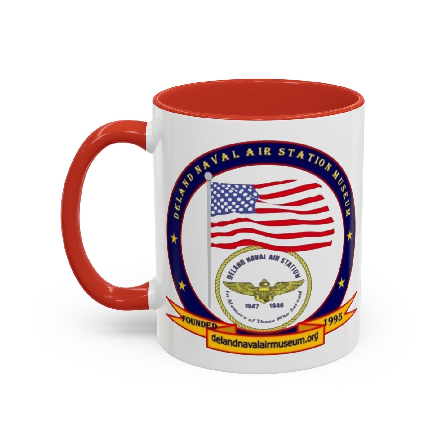 DeLand Naval Air Station Museum White Accent Mug by theGreenDragonTavern.shop