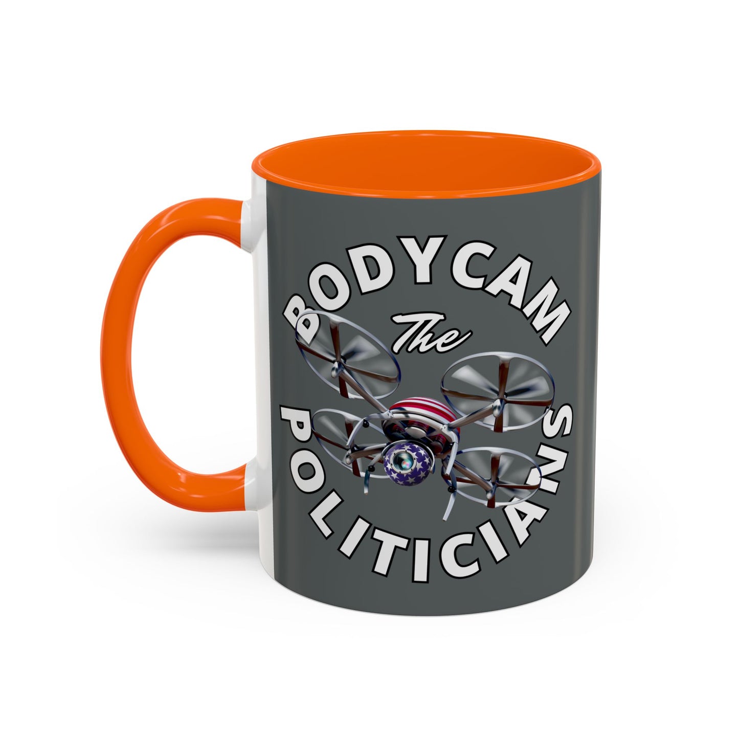 Bodycam the Politicians Drone Grey Accent Mug by theGreenDragonTavern.shop