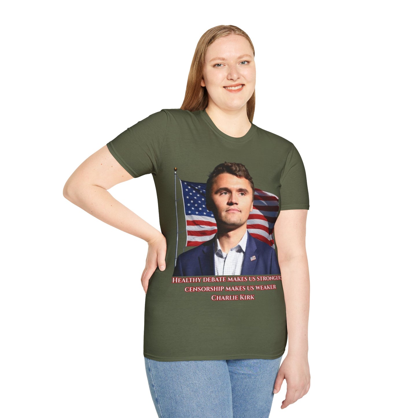 Charlie Kirk, Healthy Debate Dark colors Unisex T-Shirt by theGreenDragonTavern.shop