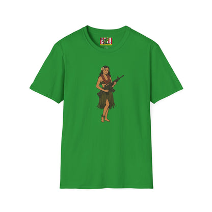 Hula Girl Packin' Heat Dark colors Unisex T-Shirt by theGreenDragonTavern.shop