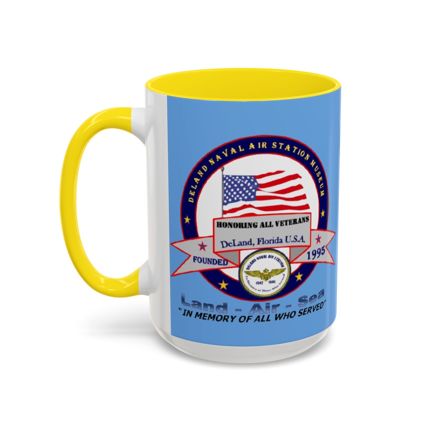 DNASM 2-sided, Founding & Student Art w/WhiteBG Light Blue Accent Mug by theGreenDragonTavern.shop