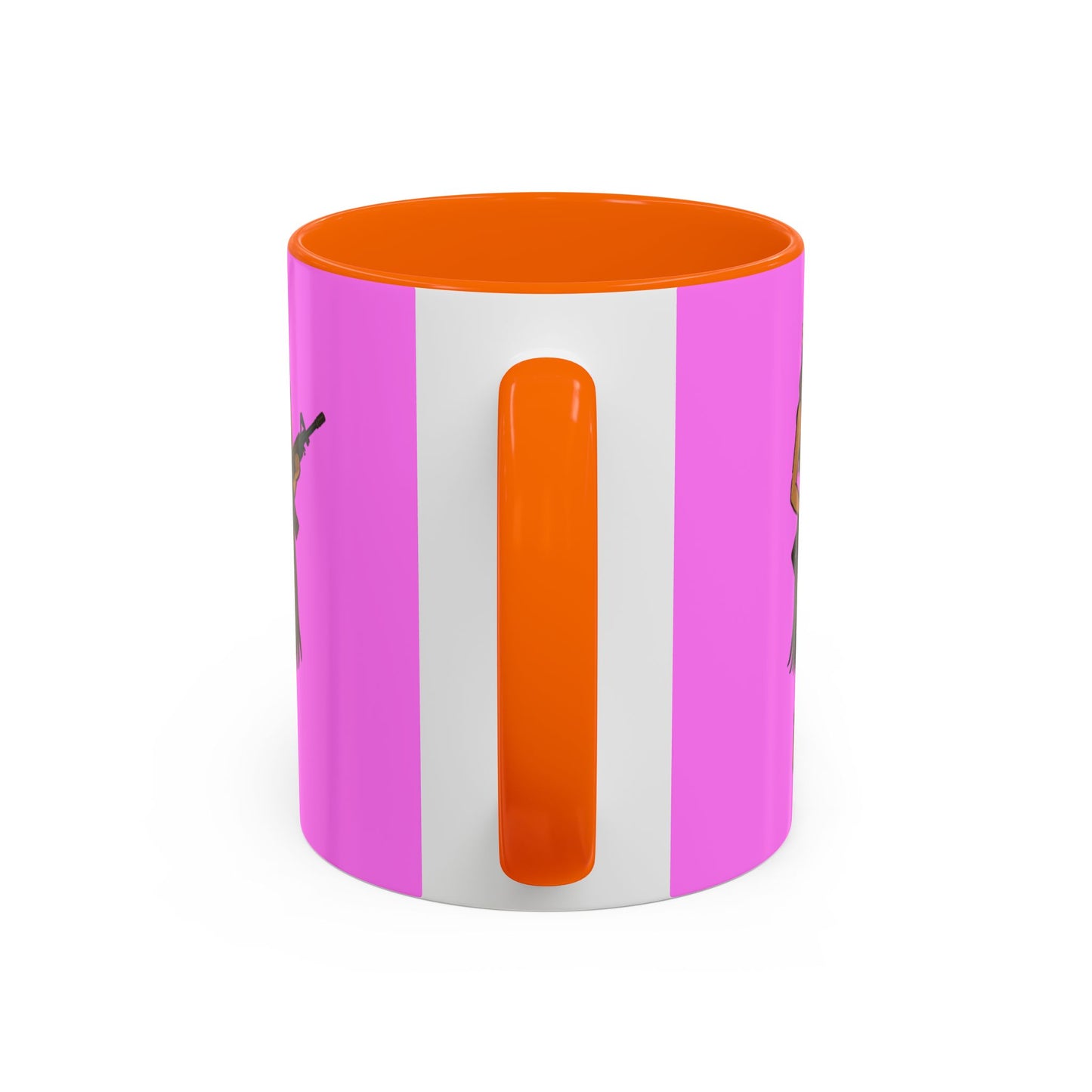 Hula Girl Packin' Heat Pink Accent Mug by theGreenDragonTavern.shop