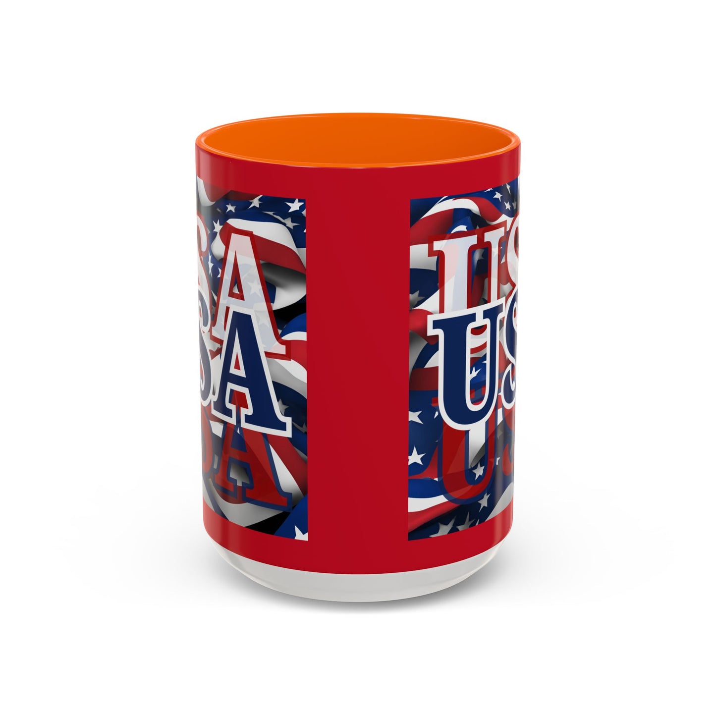 USA Blue font Center Patriot Red Accent Mug by theGreenDragonTavern.shop
