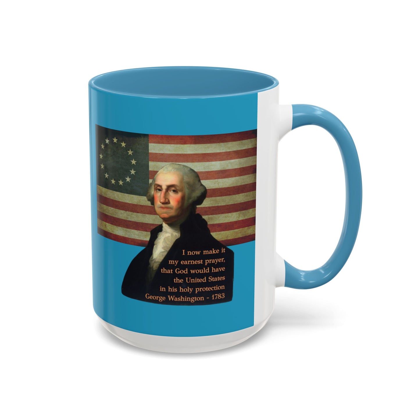 Washington's Earnest Prayer Turquoise Accent Mug by theGreenDragonTavern.shop