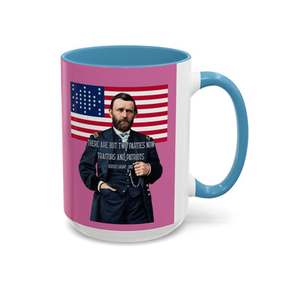 "Traitors and Patriots" Ulysses Grant Pink Accent Mug by theGreenDragonTavern.shop