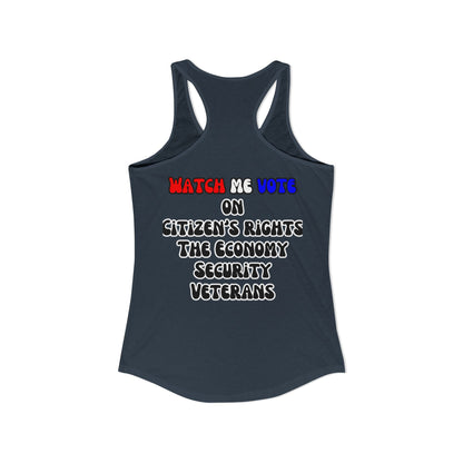 2-sided, I Am Woman Watch Me Vote Women's Racerback Tank Top by theGreenDragonTavern.shop