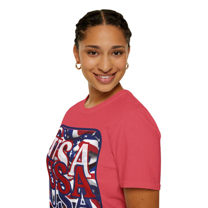 RED White and Blue USA Patriot Light colors Unisex T-Shirt by theGreenDragonTavern.shop