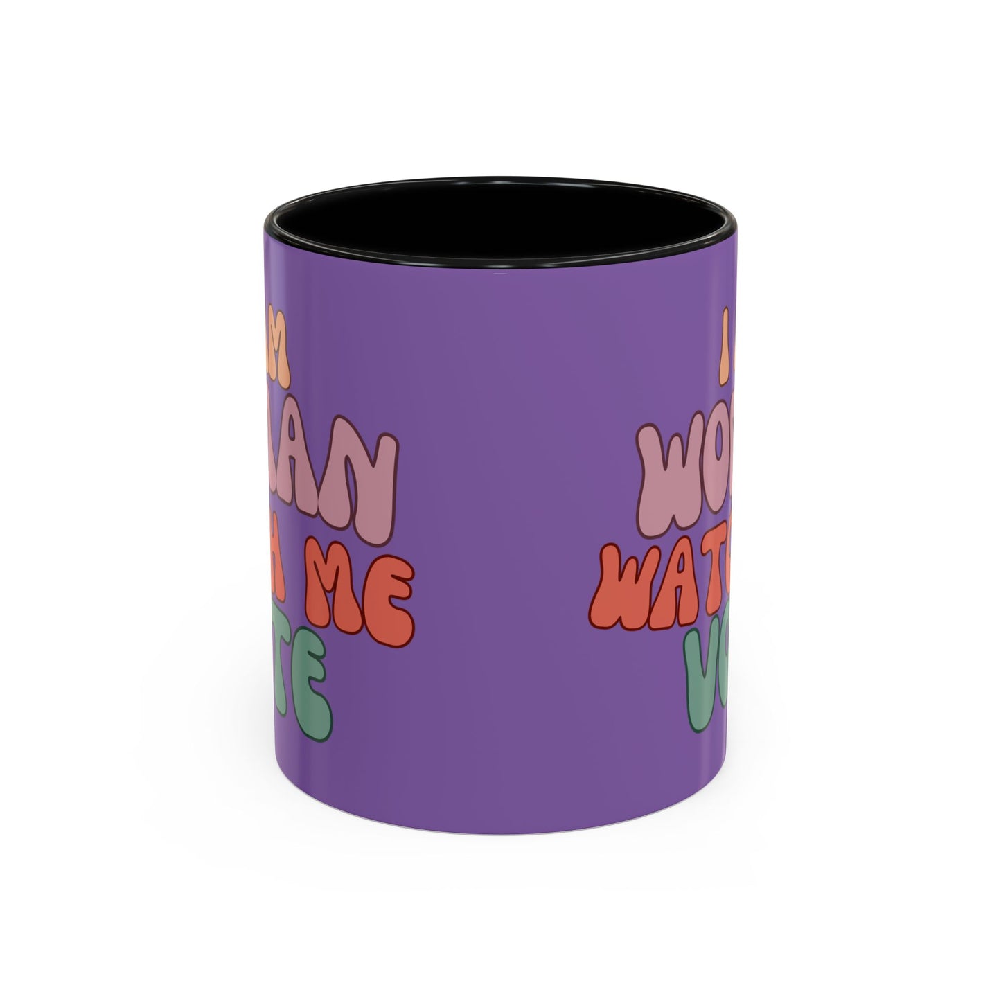 I Am Woman Watch Me Vote Purple Accent Mug by theGreenDragonTavern.shop