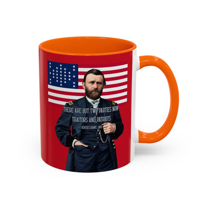 "Traitors and Patriots" Ulysses Grant Red Accent Mug by theGreenDragonTavern.shop