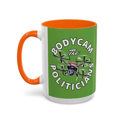 Bodycam the Politicians Drone Green Accent Mug by theGreenDragonTavern.shop