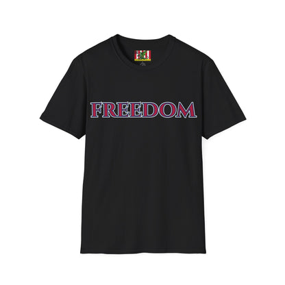 Freedom, Red font, Dark colors Unisex T-Shirt by theGreenDragonTavern.shop