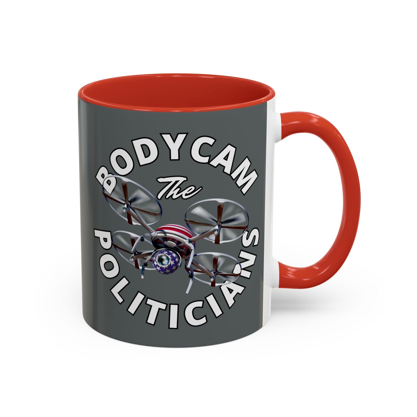 Bodycam the Politicians Drone Grey Accent Mug by theGreenDragonTavern.shop