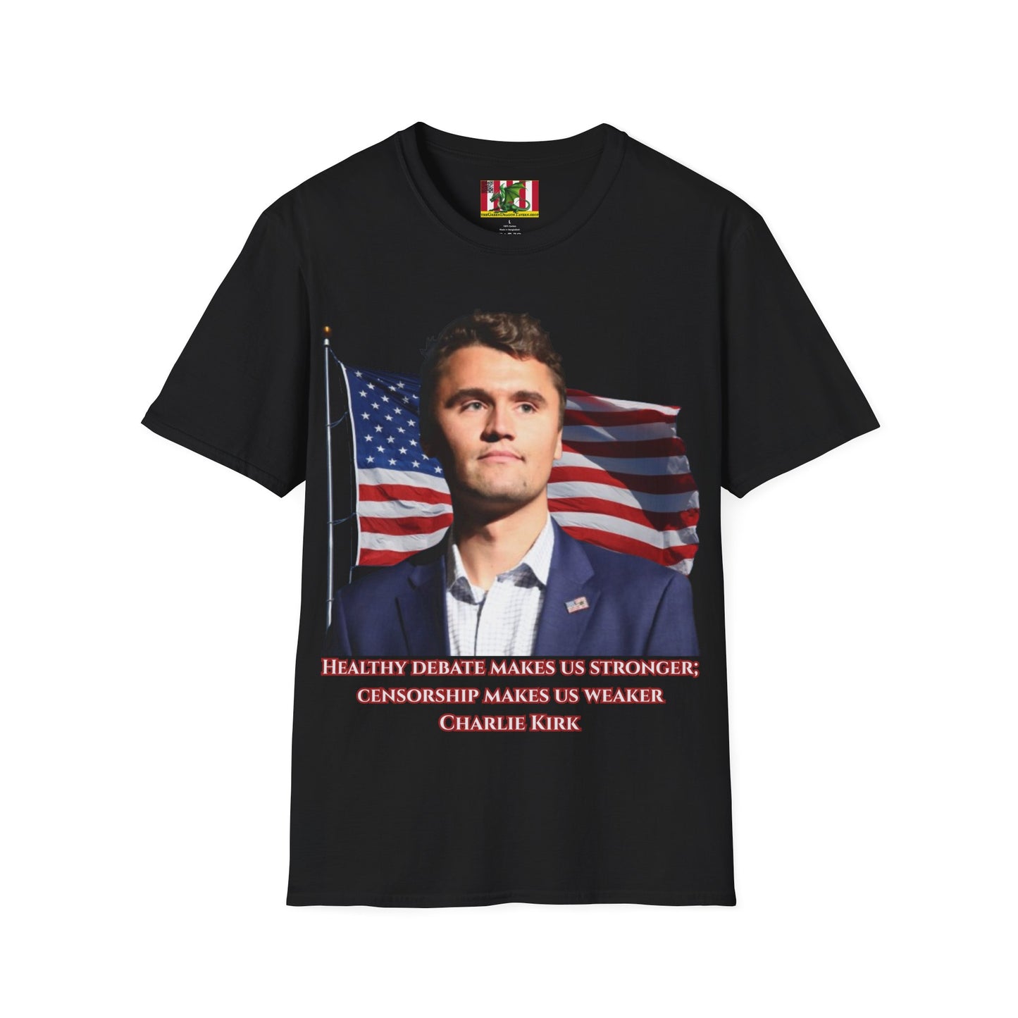 Charlie Kirk, Healthy Debate Dark colors Unisex T-Shirt by theGreenDragonTavern.shop