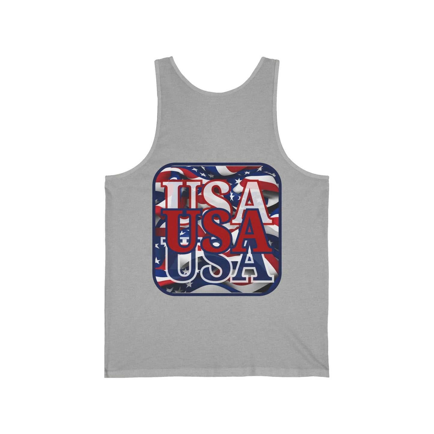 2-sided, RED White and Blue USA Patriot Unisex Jersey Tank Top by theGreenDragonTavern.shop