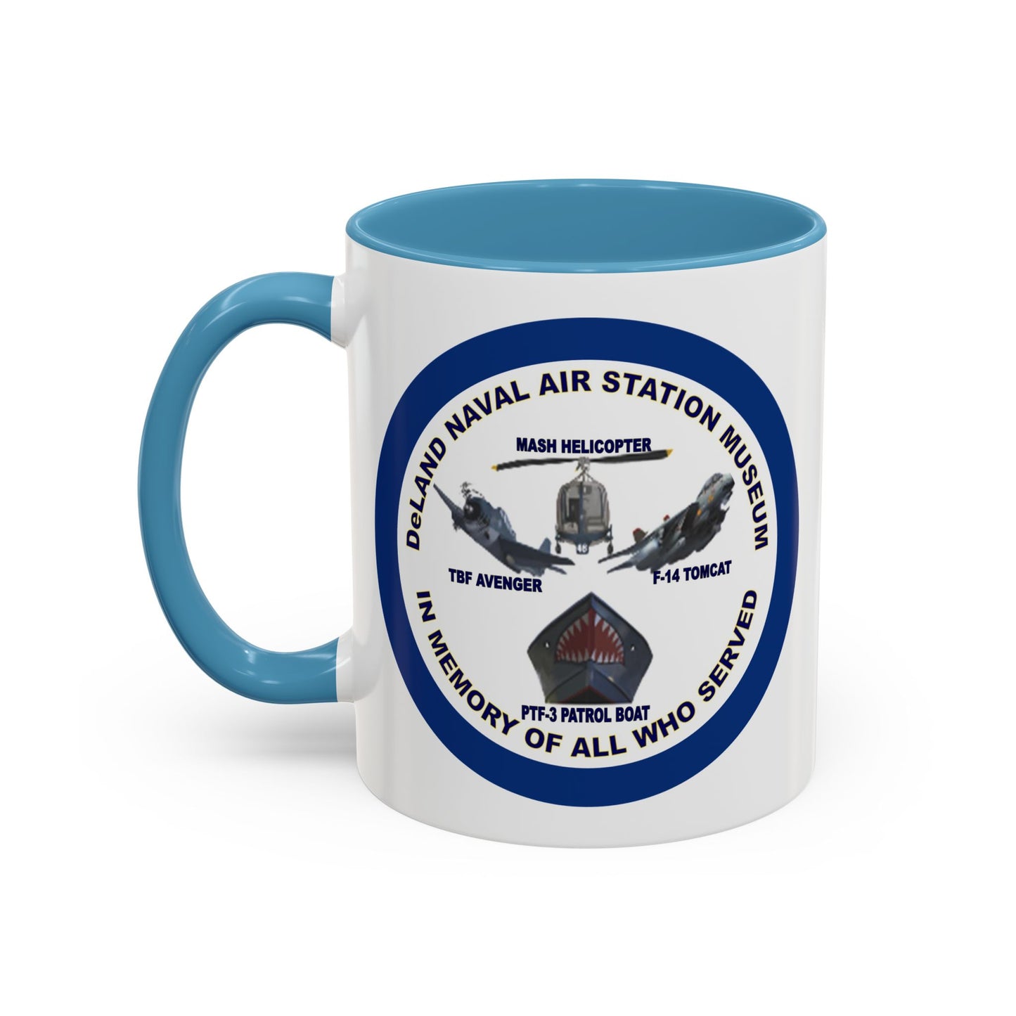 DNASM Student Art Navy Frame White Accent Mug by theGreenDragonTavern.shop