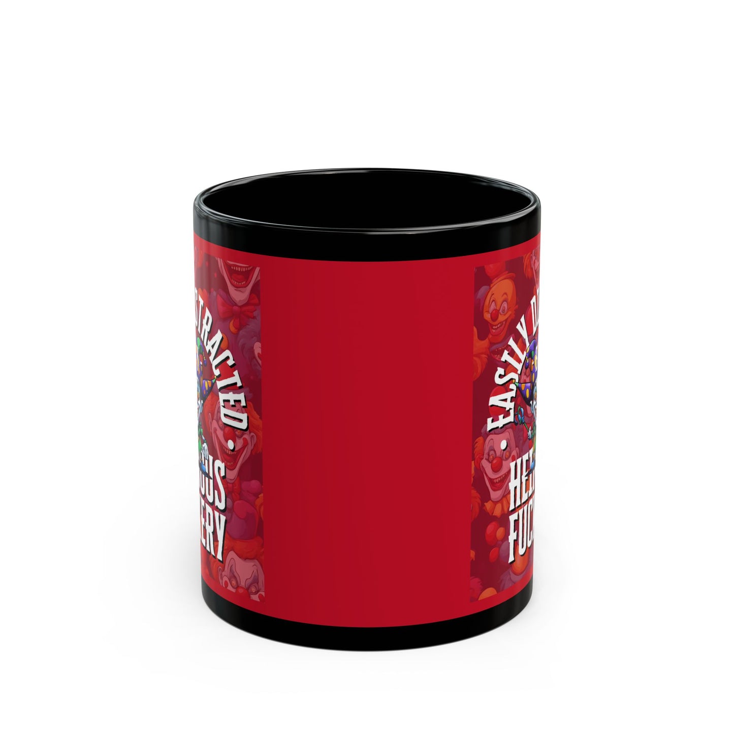 Easily Distracted by Heinous Fuckery Little Jinx Red Mug by theGreenDragonTavern.shop