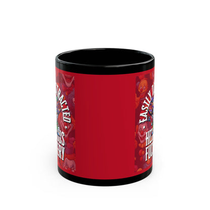 Easily Distracted by Heinous Fuckery Little Jinx Red Mug by theGreenDragonTavern.shop