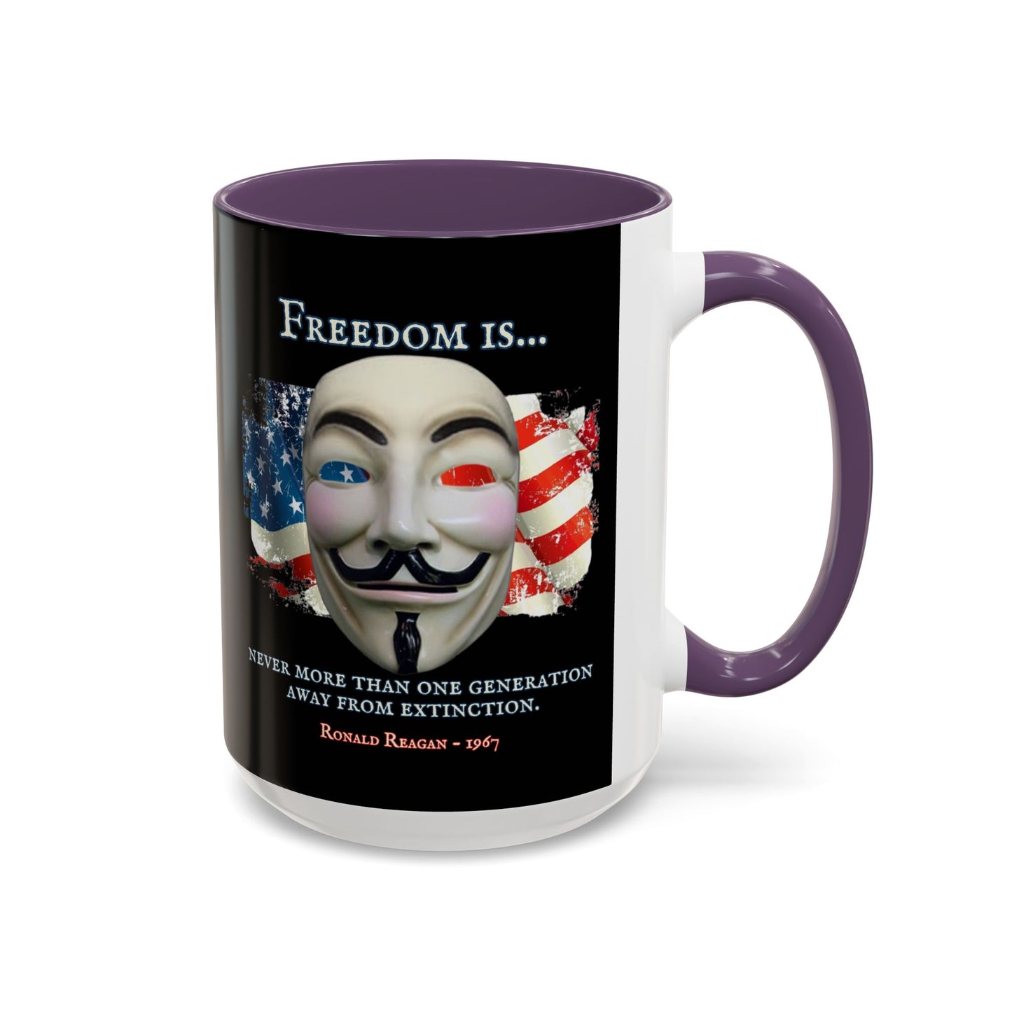 Ronald Reagan Freedom Vendetta Black Accent Mug by theGreenDragonTavern.shop