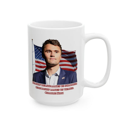 Charlie Kirk, Healthy Debate White Mug by theGreenDragonTavern.shop