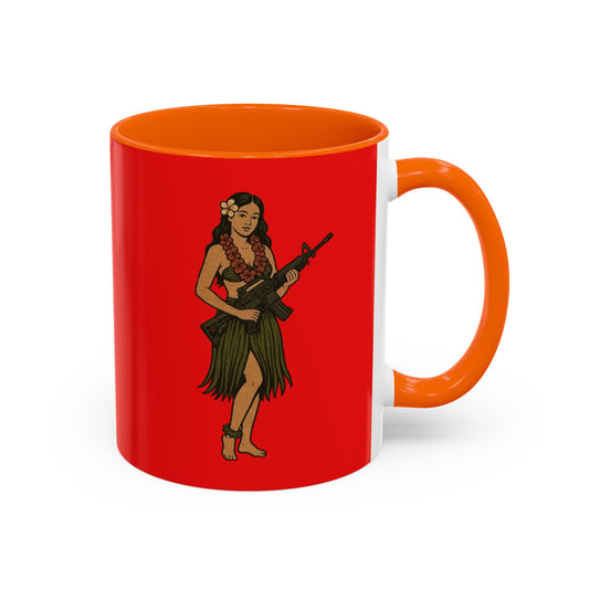 Hula Girl Packin' Heat Red Accent Mug by theGreenDragonTavern.shop