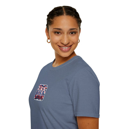2-sided, Red White and BLUE USA Patriot Dark colors Unisex T-Shirt by theGreenDragonTavern.shop