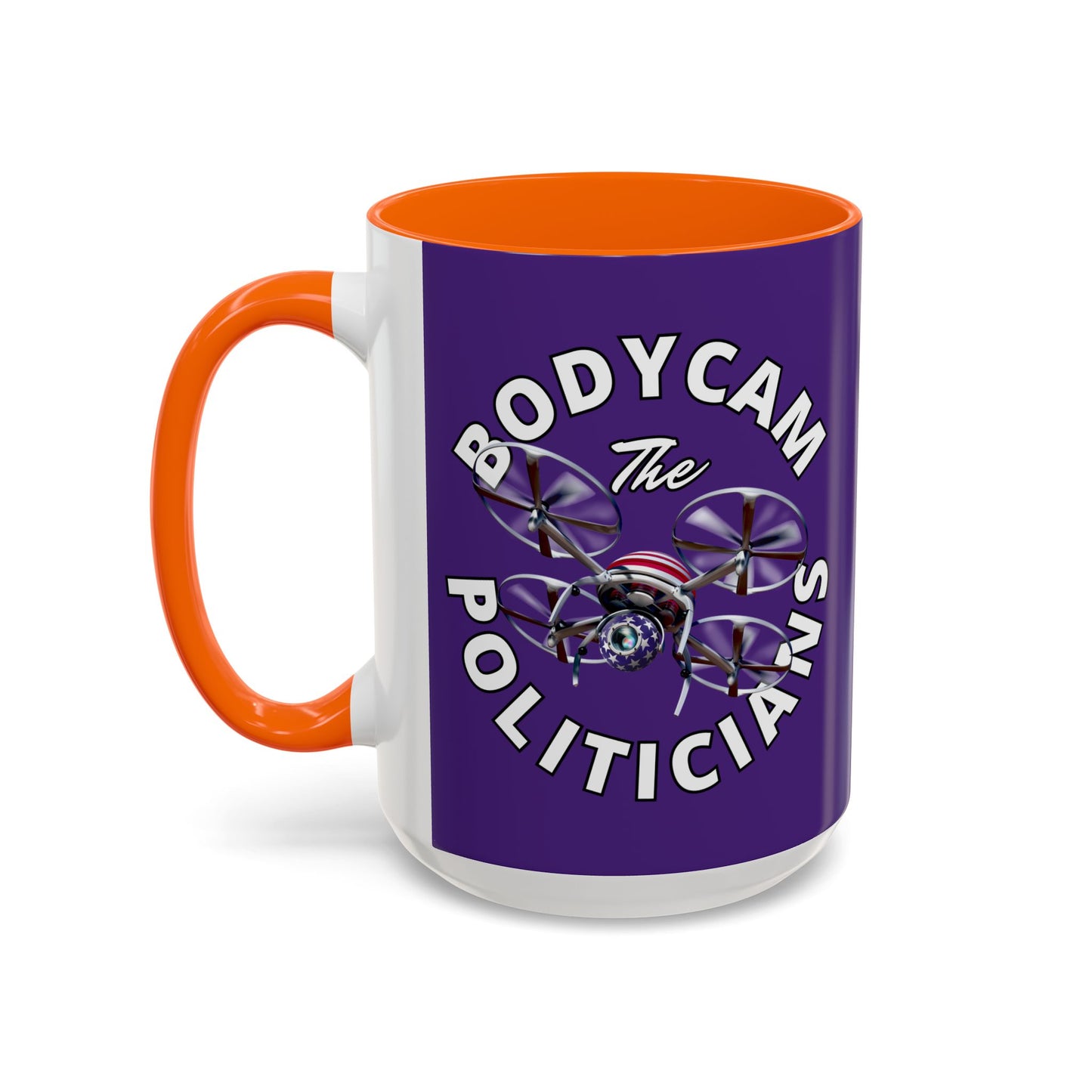 Bodycam the Politicians Drone Dark Purple Accent Mug by theGreenDragonTavern.shop