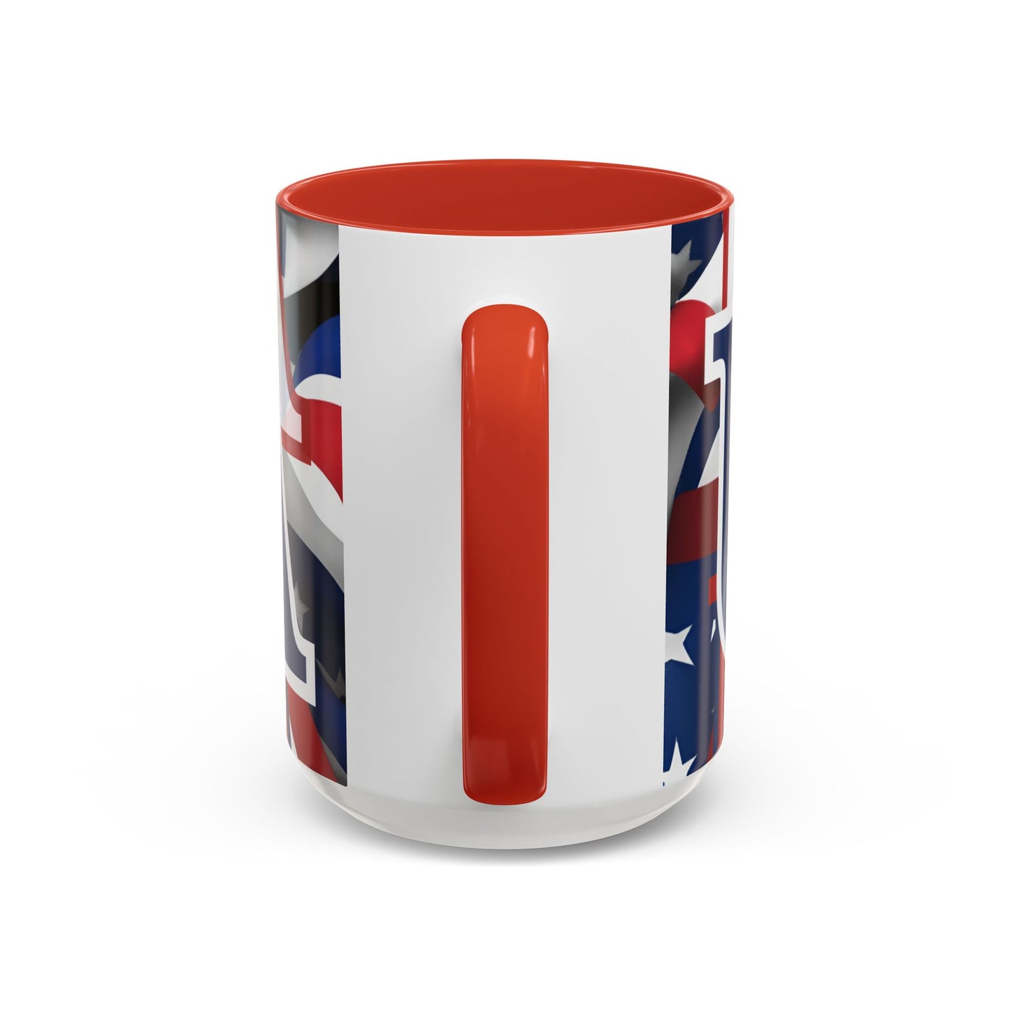 USA! USA! USA Blue font Patriot Blue Accent Mug by theGreenDragonTavern.shop