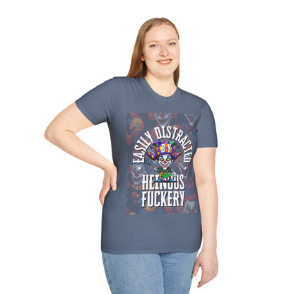 Easily Distracted by Heinous Fuckery Little Jincs Dark colors Unisex T-Shirt by theGreenDragonTavern.shop