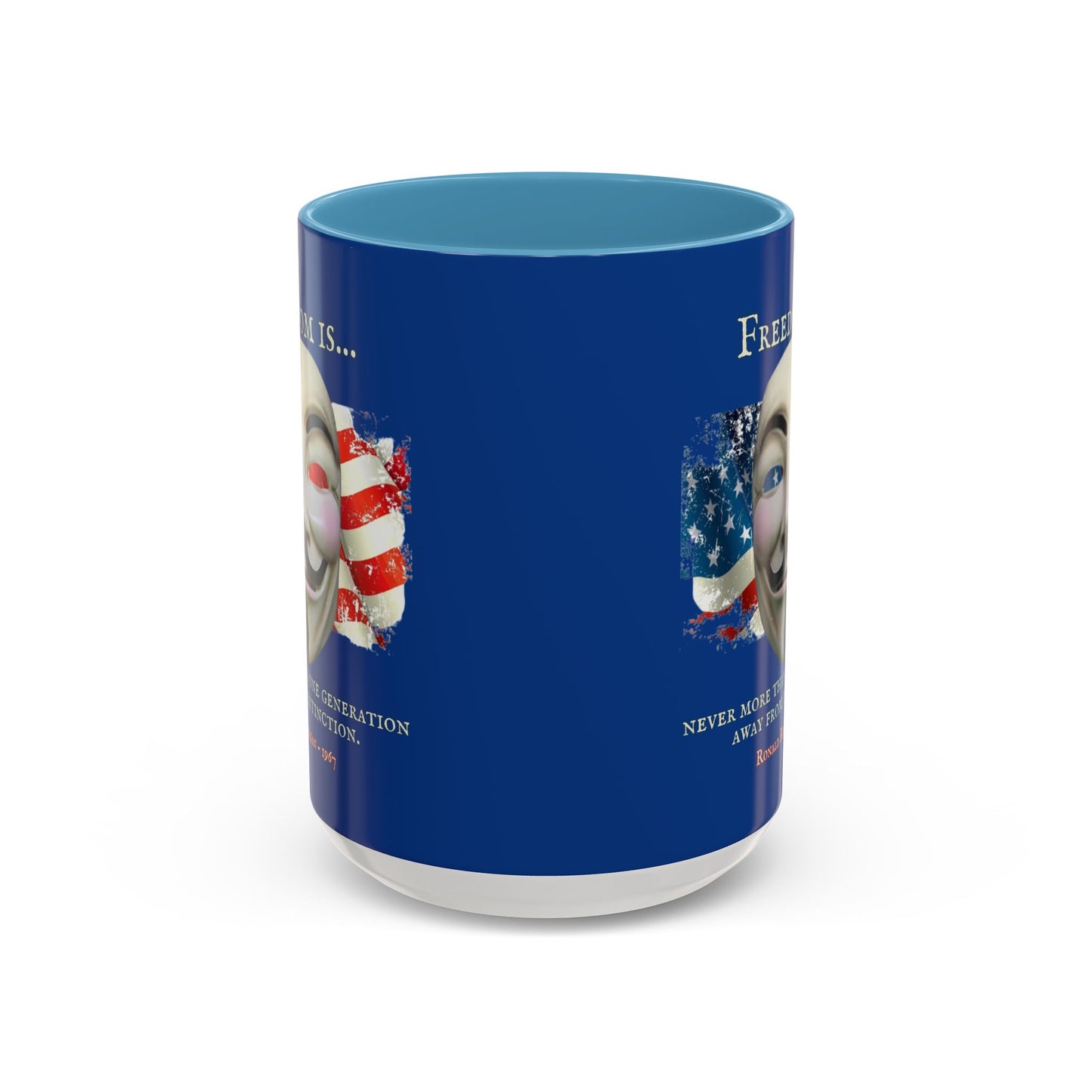 Ronald Reagan Freedom Vendetta Blue Accent Mug by theGreenDragonTavern.shop