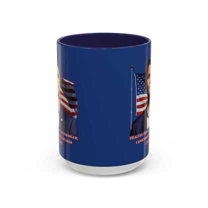 Charlie Kirk, Healthy Debate Blue Accent Mug by theGreenDragonTavern.shop