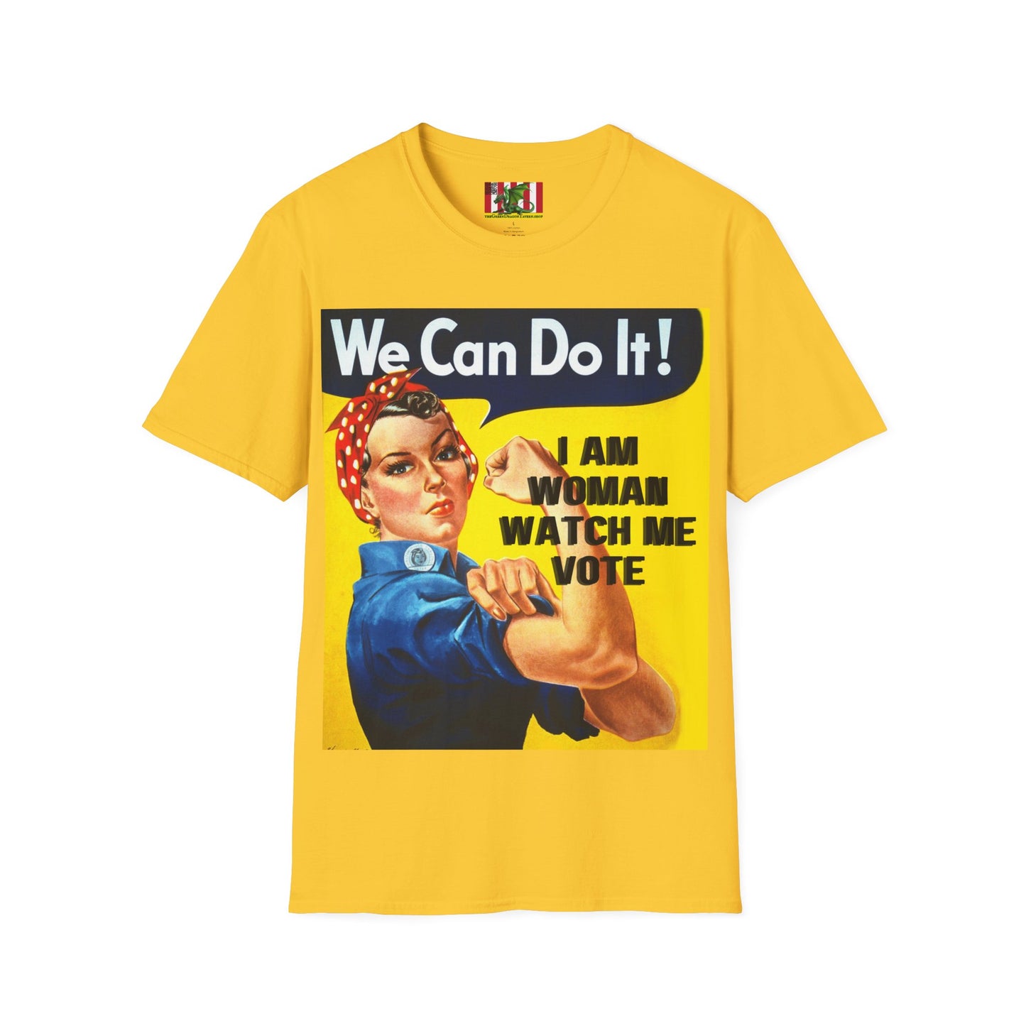 I Am Woman Watch Me Vote Rosie Light colors Unisex T-Shirt by theGreenDragonTavern.shop