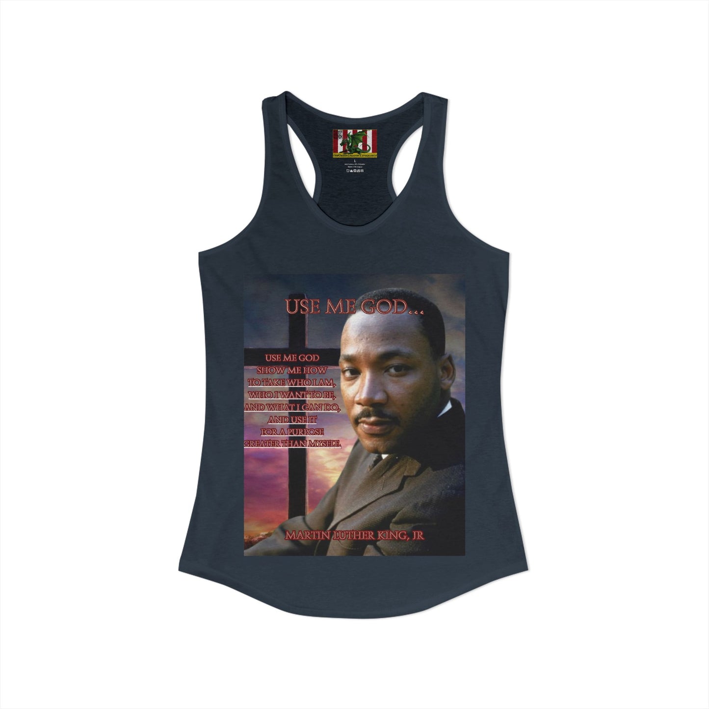 Use Me God, MLK Jr Women's Racerback Tank Top by theGreenDragonTavern.shop