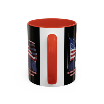 Charlie Kirk, Healthy Debate Black Accent Mug by theGreenDragonTavern.shop