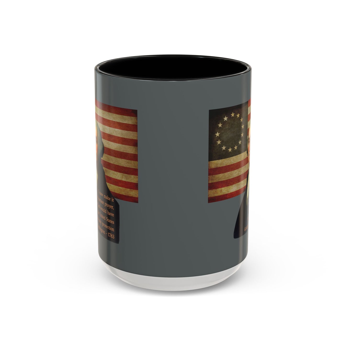 Washington's Earnest Prayer Grey Accent Mug by theGreenDragonTavern.shop