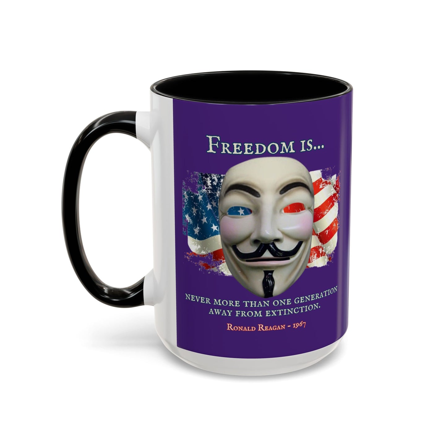 Ronald Reagan Freedom Vendetta Purple Accent Mug by theGreenDragonTavern.shop